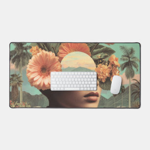 Alfrombrillas De Escritorio Retrato Femenino Surrealista con Elementos Florale