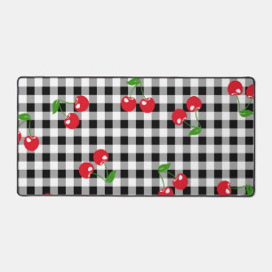Alfrombrillas De Escritorio Retro Cherry Gingham Cute Red & Black Checkered