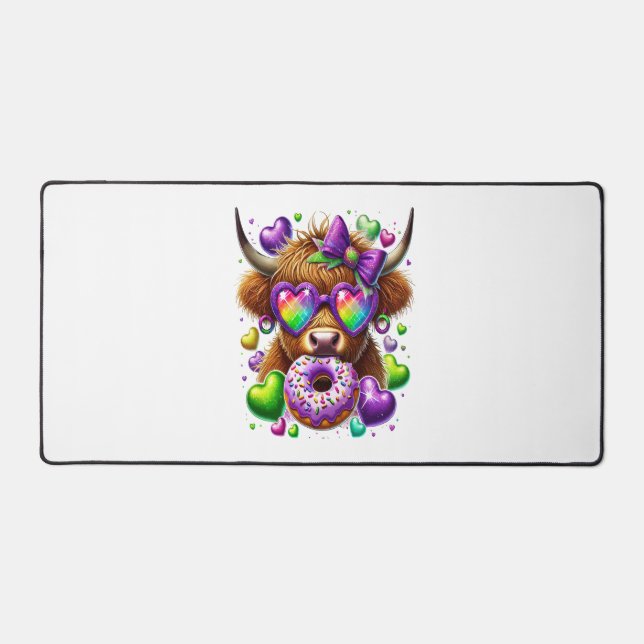 Alfrombrillas De Escritorio Retro Mardi Gras , vaca Highland (Anverso)