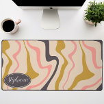 Alfrombrillas De Escritorio Retro Moderno Abstracto Marble Swirl Black Gold Pi<br><div class="desc">Sumérjase en una danza de colores con nuestro Abstract Retro Moderno Patrón de Ola de Mármol Líquido. Evocando la fluidez dinámica de las superficies de mármol y la encantadora estética del diseño retro-moderno, este patrón es una fiesta para los ojos. Una sinfonía de colores vibrantes gira y fluye en movimientos...</div>