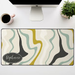 Alfrombrillas De Escritorio Retro Moderno Resumen Mint Black Gold Marble Swirl<br><div class="desc">Sumérjase en una danza de colores con nuestro Abstract Retro Moderno Patrón de Ola de Mármol Líquido. Evocando la fluidez dinámica de las superficies de mármol y la encantadora estética del diseño retro-moderno, este patrón es una fiesta para los ojos. Una sinfonía de colores vibrantes gira y fluye en movimientos...</div>