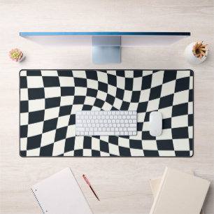 Alfrombrillas De Escritorio Retro negro blanco marcado con torsión