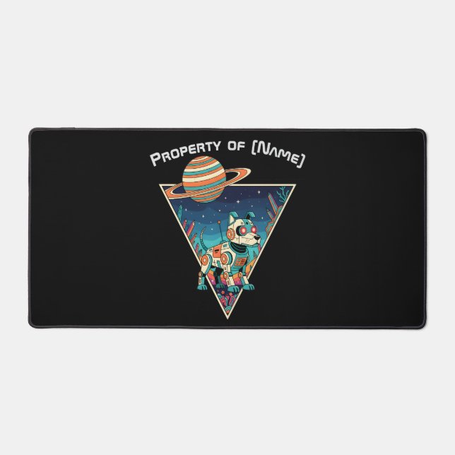 Alfrombrillas De Escritorio Retro Robo-Dog - Custom Name Desk Mat (Anverso)