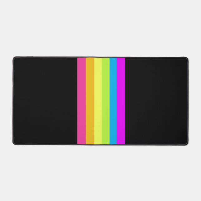 Alfrombrillas De Escritorio Retro Stripes Desk Mat (negro y neón multi) (Anverso)