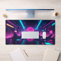 Retro Synthwave Neon Sol Rosa Ciberpunk Jugador