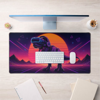 Alfrombrillas De Escritorio Retro Synthwave VR T-Rex Gaming Desk Mat