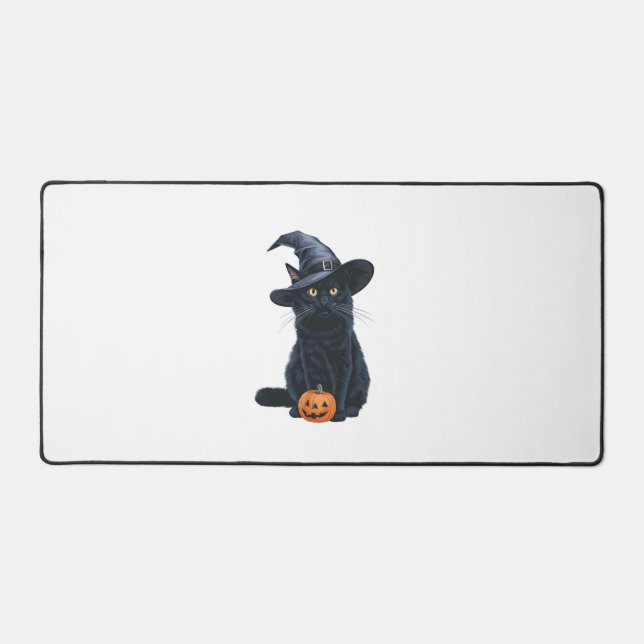 Alfrombrillas De Escritorio Ropa De Calabaza De Halloween De Gato Negro Para H (Anverso)