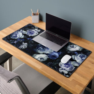 Alfrombrillas De Escritorio Rosa Azul Polvoriento Moody Oscuro Floral Romántic