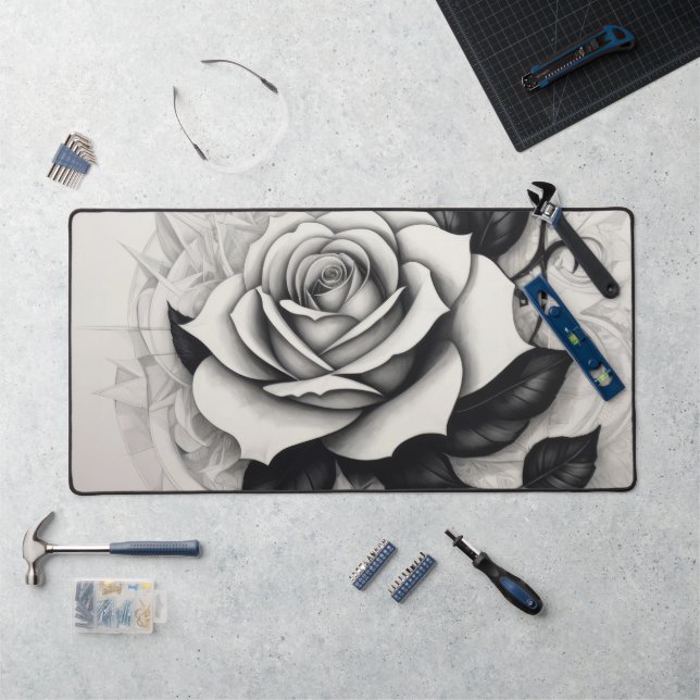 Alfrombrillas De Escritorio Rosa blanca abstracta (Puesto de trabajo)