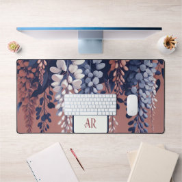 Alfrombrillas De Escritorio Rosa de la Marina Monograma Wisteria Elegancia