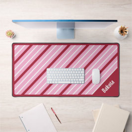 Alfrombrillas De Escritorio Rosa minimalista con franjas rojo oscuro y blanco