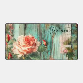 Alfrombrillas De Escritorio Rosa Personalizada y Rústico Turquesa