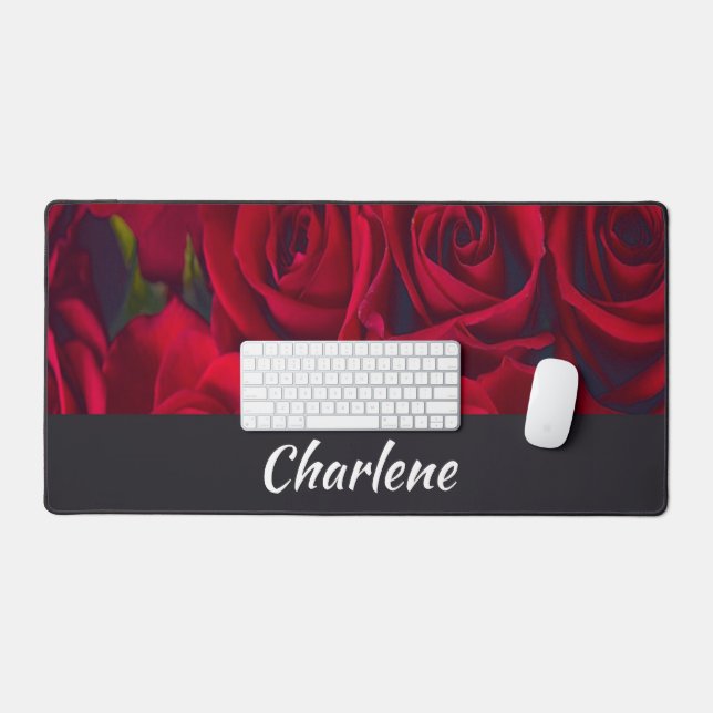 Alfrombrillas De Escritorio Rosas rojas frescas (Teclado y ratón)