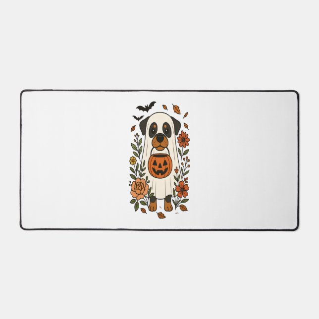 Alfrombrillas De Escritorio Rottweiler de Halloween con flores (Anverso)
