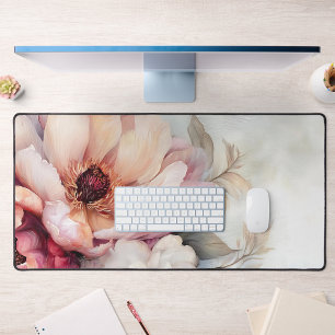 Alfrombrillas De Escritorio Rubor Peony Floral Desk Mat Arte pastoral suave