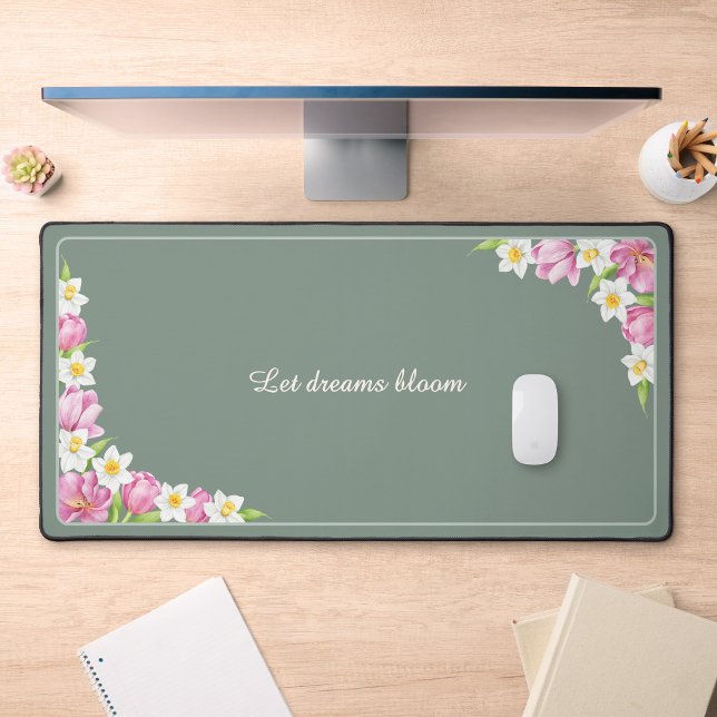 Alfrombrillas De Escritorio Sage Green Floral Custom Quote Desk Mat (Subido por el creador)