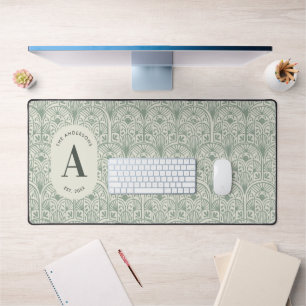 Alfrombrillas De Escritorio Sage Verde Personalizado con Monograma Familia Ele