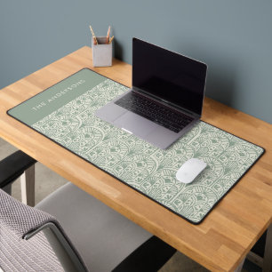Alfrombrillas De Escritorio Sage Verde Personalizado Monograma Familia Elegant