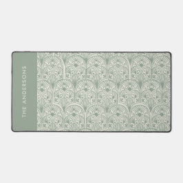 Alfrombrillas De Escritorio Sage Verde Personalizado Monograma Familia Elegant