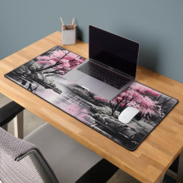 Alfrombrillas De Escritorio Sakura sobre pintura de tinta del río
