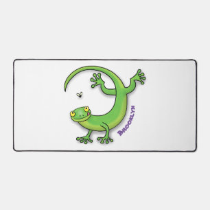 Alfrombrillas De Escritorio Saludos felices de gecko verde lindo con personali