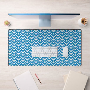 Alfrombrillas De Escritorio Seigaiha, olas, japonés, azul y blanco