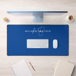 Alfrombrillas De Escritorio Sencilla Marina Azul Minimalista Dos Monograma