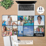 Alfrombrillas De Escritorio Sencillo color Personalizado personalizado de 13 C<br><div class="desc">Cree su propia alfombra de mesa de fotos en color personalizado utilizando esta plantilla de collage de fotos fácil de cargar con 13 imágenes de diferentes formas y tamaños y personalizada con un nombre, monograma o texto en su elección de estilos de fuente y color y color de fondo (mostrado...</div>
