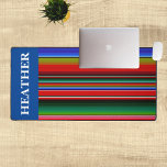 Alfrombrillas De Escritorio Serape Bandas Mexicanas Monograma Nombre<br><div class="desc">Este diseño fue creado a través del arte digital y puede ser personalizado en el área que proporciona cambiando la foto y/o el texto. O puede personalizarse eligiendo la opción de hacer clic en el personalizar y borrar o cambiar el color del fondo, agregar texto, cambiar el color o estilo...</div>
