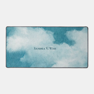 Alfrombrillas De Escritorio Serene Horizon Dreams Watercolor Azul y Blanco