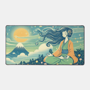 Alfrombrillas De Escritorio Serene Meditation Desk Mat Niña animadora medita
