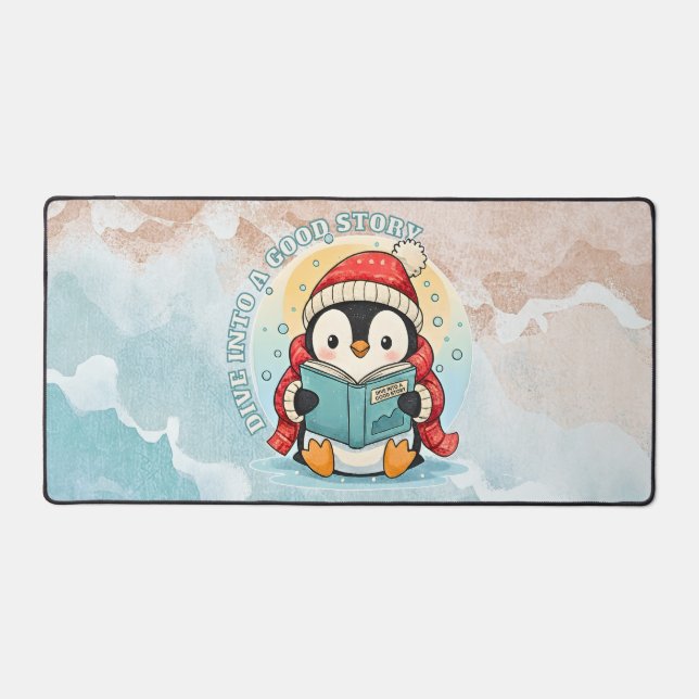 Alfrombrillas De Escritorio Serene Penguin Reader Large Desk Mat for Writers  (Anverso)