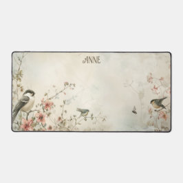 Alfrombrillas De Escritorio Serenos pájaros de acuarela y flores de primavera