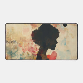 Alfrombrillas De Escritorio Silueta de mujer vintage con corazones
