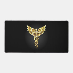 Alfrombrillas De Escritorio Símbolo poligonal de oro Caduceus