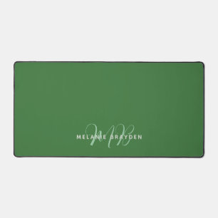 Alfrombrillas De Escritorio Simple Moderno Monograma Verde Borde de Dos Tonos