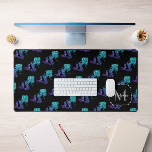 Alfrombrillas De Escritorio Sirena patrón de ombre azul acuático con brillos M