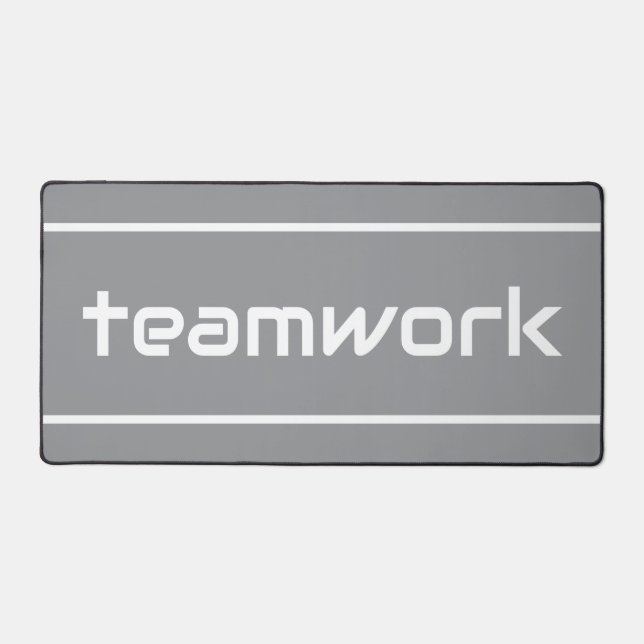 Alfrombrillas De Escritorio Sleek Modern White TEAMWORK Stripes On Light Gray (Anverso)