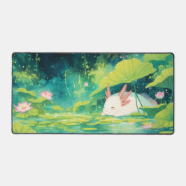 Alfrombrillas De Escritorio Sleeping White Axolotl Pink Lotus Pond