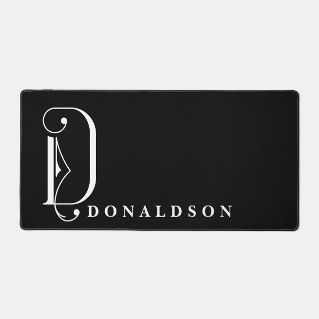 Alfrombrillas De Escritorio Sofisticado Negro con Monograma Elegante D Persona (Anverso)