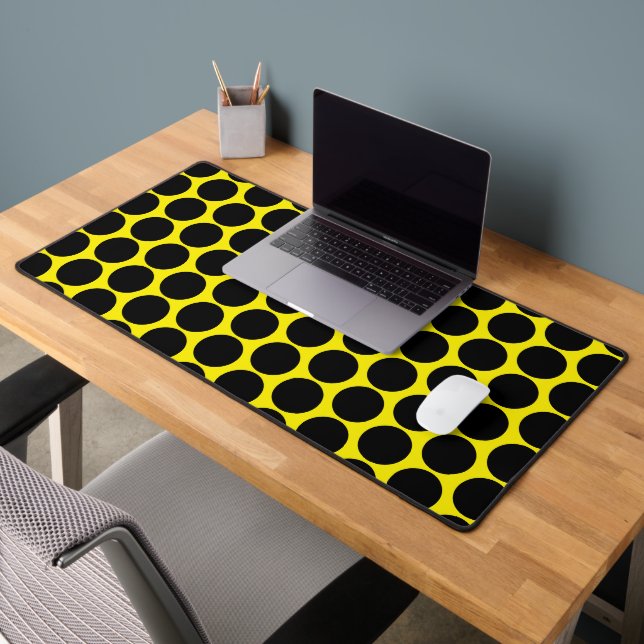 Alfrombrillas De Escritorio Solid Black Dotted Stylish Bright Yellow (Oficina 2)