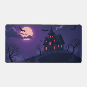 Alfrombrillas De Escritorio Spooky Haunted House y Bats Halloween Desk Mat