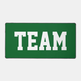 Alfrombrillas De Escritorio Sporty Big Bold TEAM White Text On Forest Green