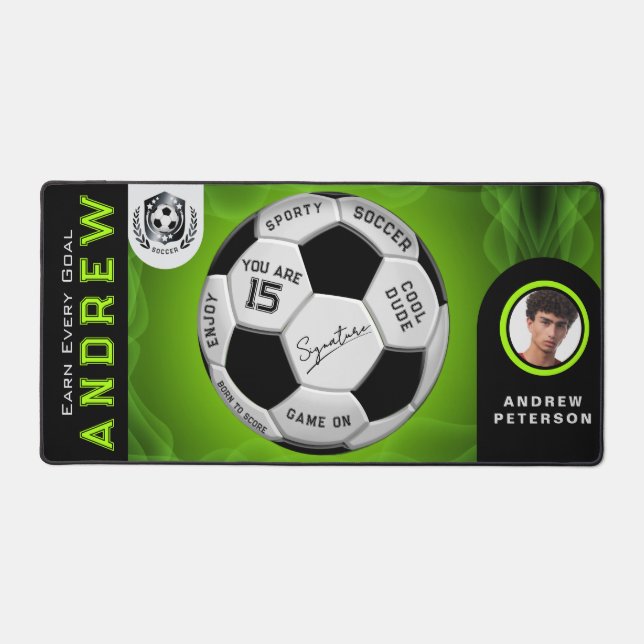 Alfrombrillas De Escritorio Sporty Birthday Gift For Men | Custom Soccer (Anverso)