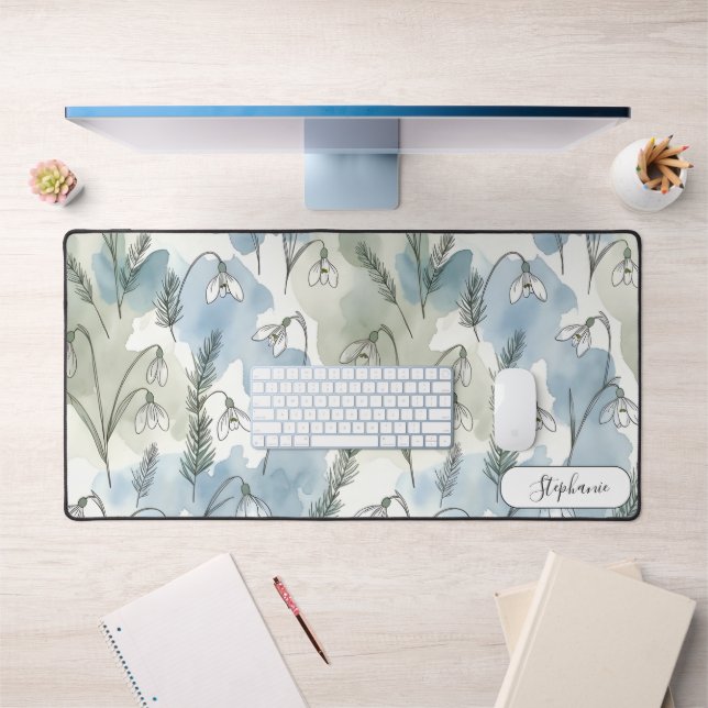 Alfrombrillas De Escritorio Subtle Pastel Snowdrop Floral Custom (Oficina 1)