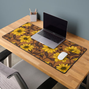 Alfrombrillas De Escritorio Sunroot, girasol salvaje en amarillo y marrón