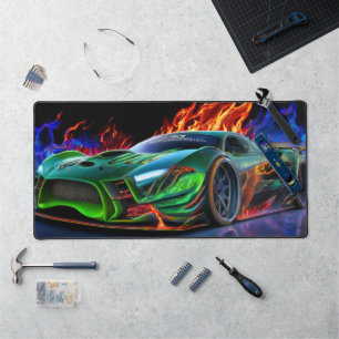 Alfrombrillas De Escritorio Supercoche Neón Verde Futurista Fuego