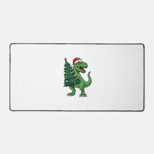 Alfrombrillas De Escritorio T-Rex de Navidad llevando árbol de Navidad