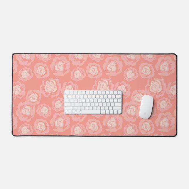 Alfrombrillas De Escritorio Tapón estético floral rosa (Teclado y ratón)