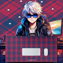 Tartán - Patriótico - Estrellas blancas rojas